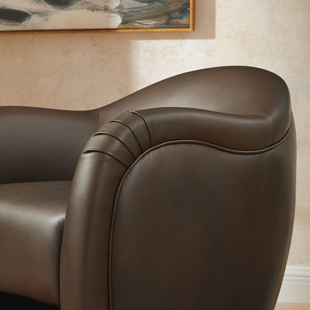 Compose Barrel Vegan Leather Accent Chair - Espresso