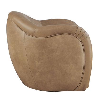 Compose Barrel Vegan Leather Swivel Armchair - Toast