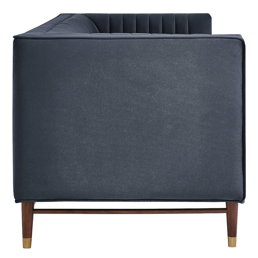 Devote 93 Inch Performance Velvet Channel Tufted Sofa - Marine
