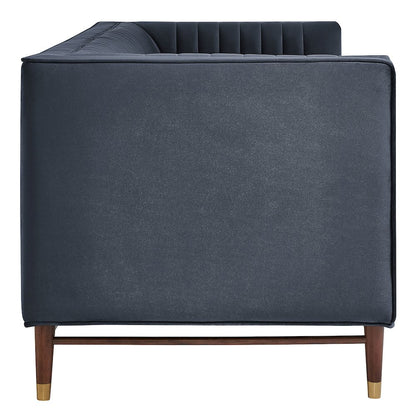 Devote 93 Inch Performance Velvet Channel Tufted Sofa - Marine