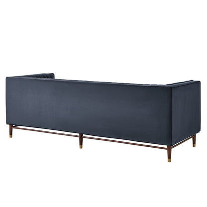 Devote 93 Inch Performance Velvet Channel Tufted Sofa - Marine