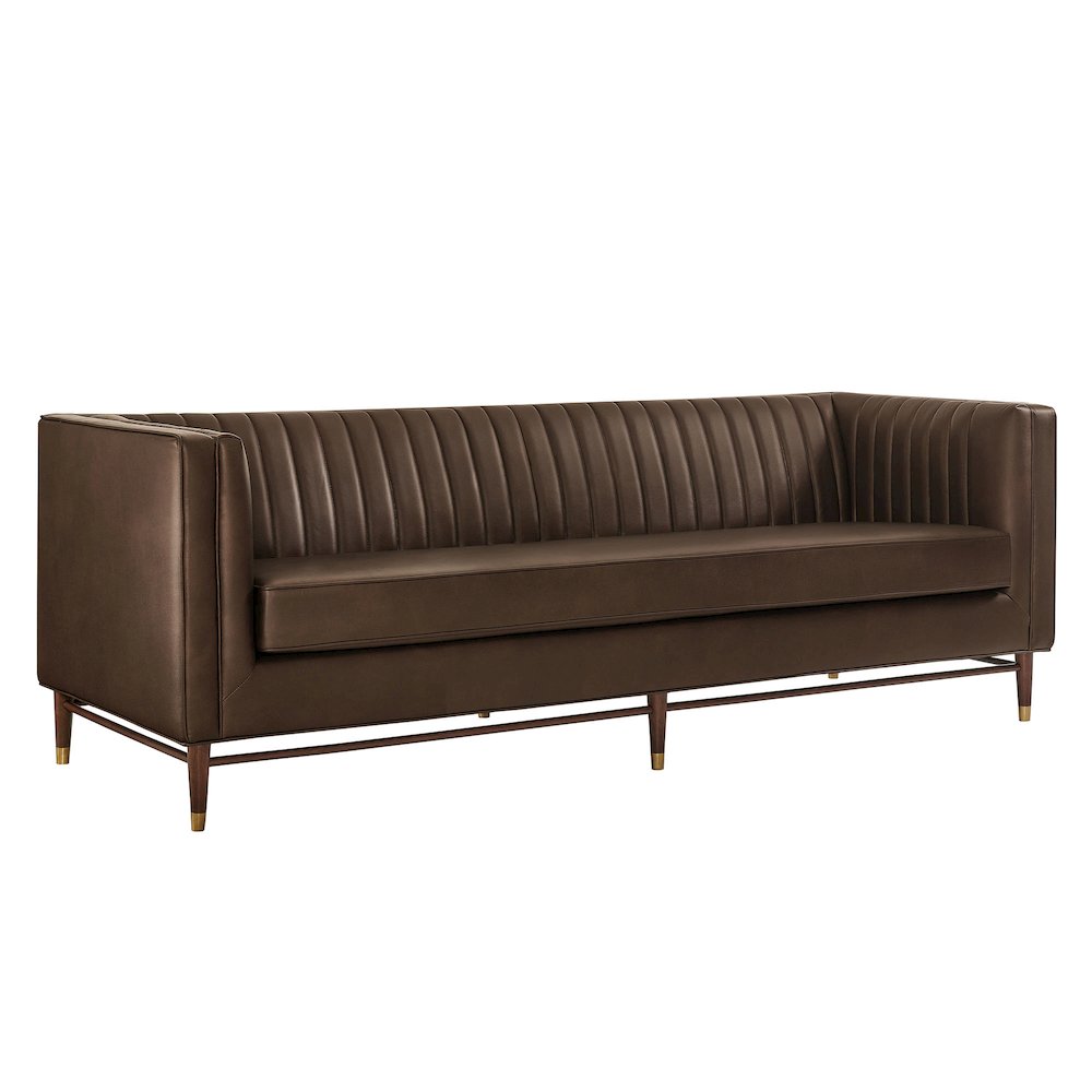 Devote 93 Inch Vegan Leather Channel Tufted Sofa - Espresso