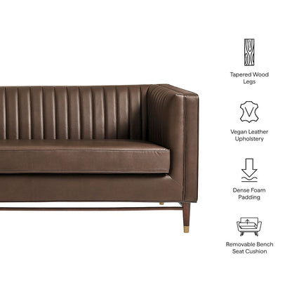 Devote 93 Inch Vegan Leather Channel Tufted Sofa - Espresso