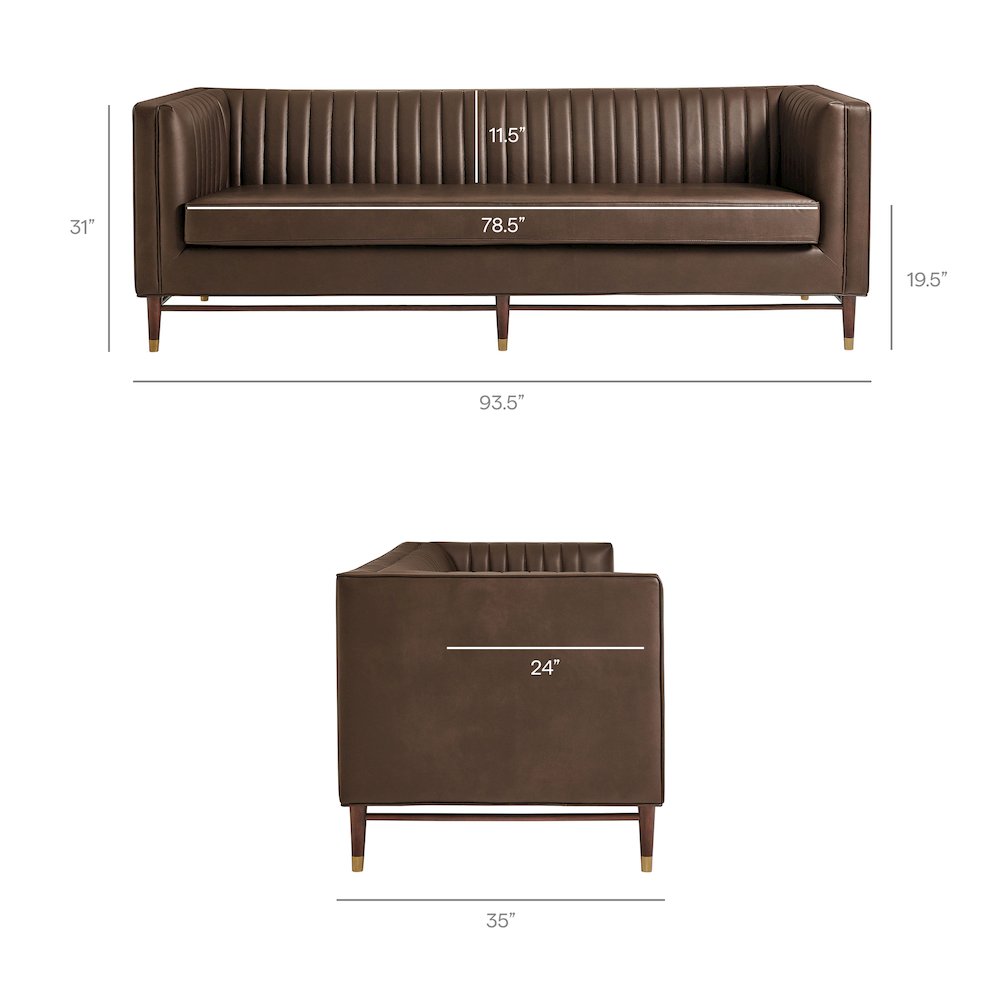 Devote 93 Inch Vegan Leather Channel Tufted Sofa - Espresso