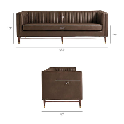 Devote 93 Inch Vegan Leather Channel Tufted Sofa - Espresso