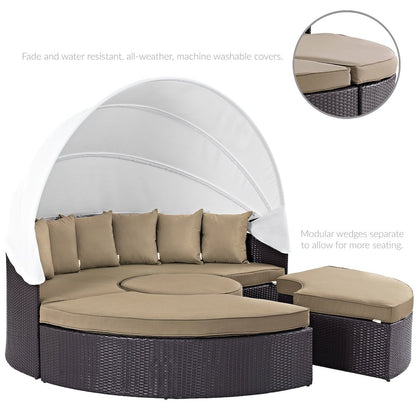 Quest Outdoor Patio Wicker Rattan Canopy Sectional Daybed
