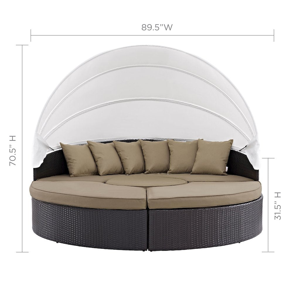 Quest Outdoor Patio Wicker Rattan Canopy Sectional Daybed