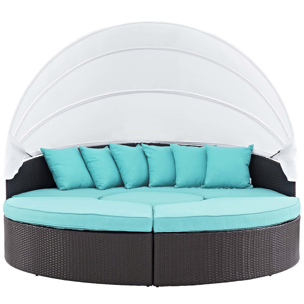 Quest Outdoor Patio Wicker Rattan Canopy Sectional Daybed
