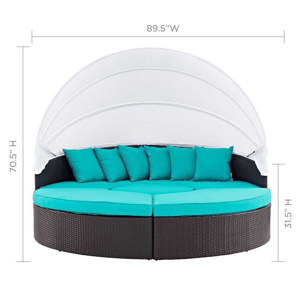 Quest Outdoor Patio Wicker Rattan Canopy Sectional Daybed