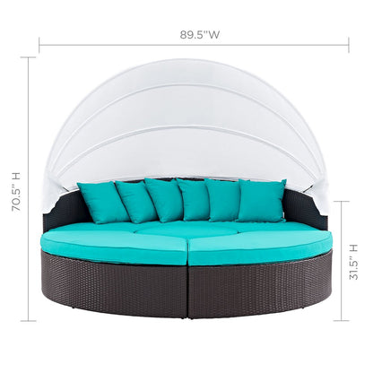 Quest Outdoor Patio Wicker Rattan Canopy Sectional Daybed