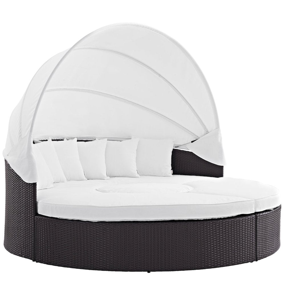 Quest Outdoor Patio Wicker Rattan Canopy Sectional Daybed