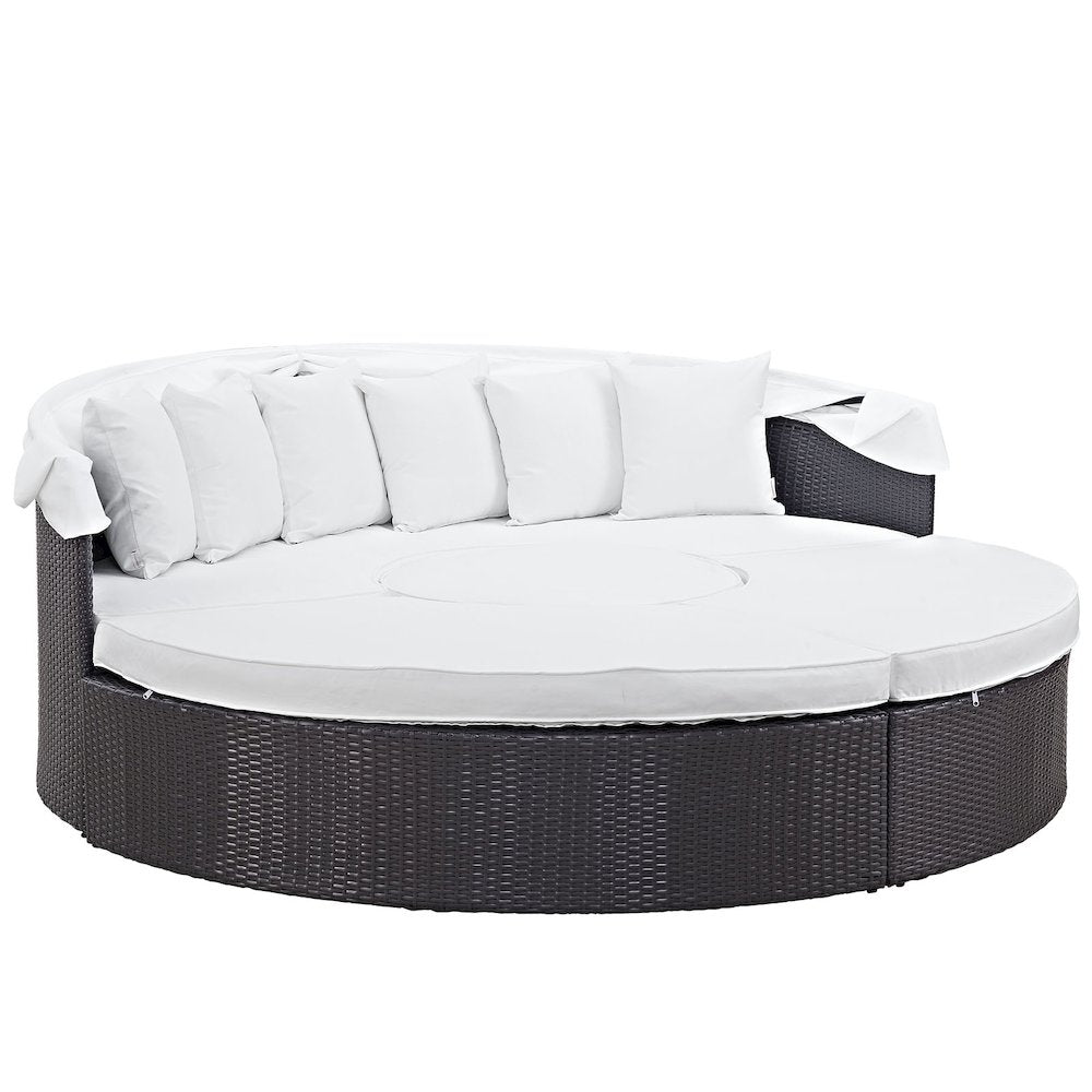 Quest Outdoor Patio Wicker Rattan Canopy Sectional Daybed