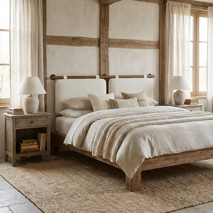 Chenille Upholstered Wall-Mounted King Headboard with Soft Fabric Finish