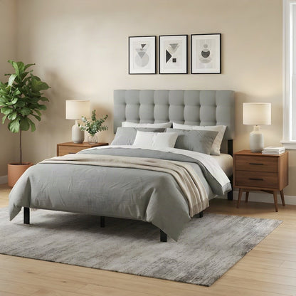 Fabric Upholstered King Headboard Only, Wall Mounted Bed Headboard, Gray