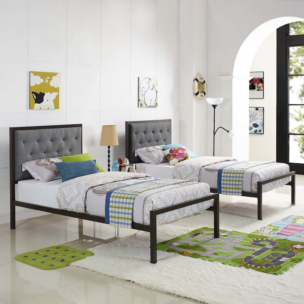 Mia Fabric Twin Bed