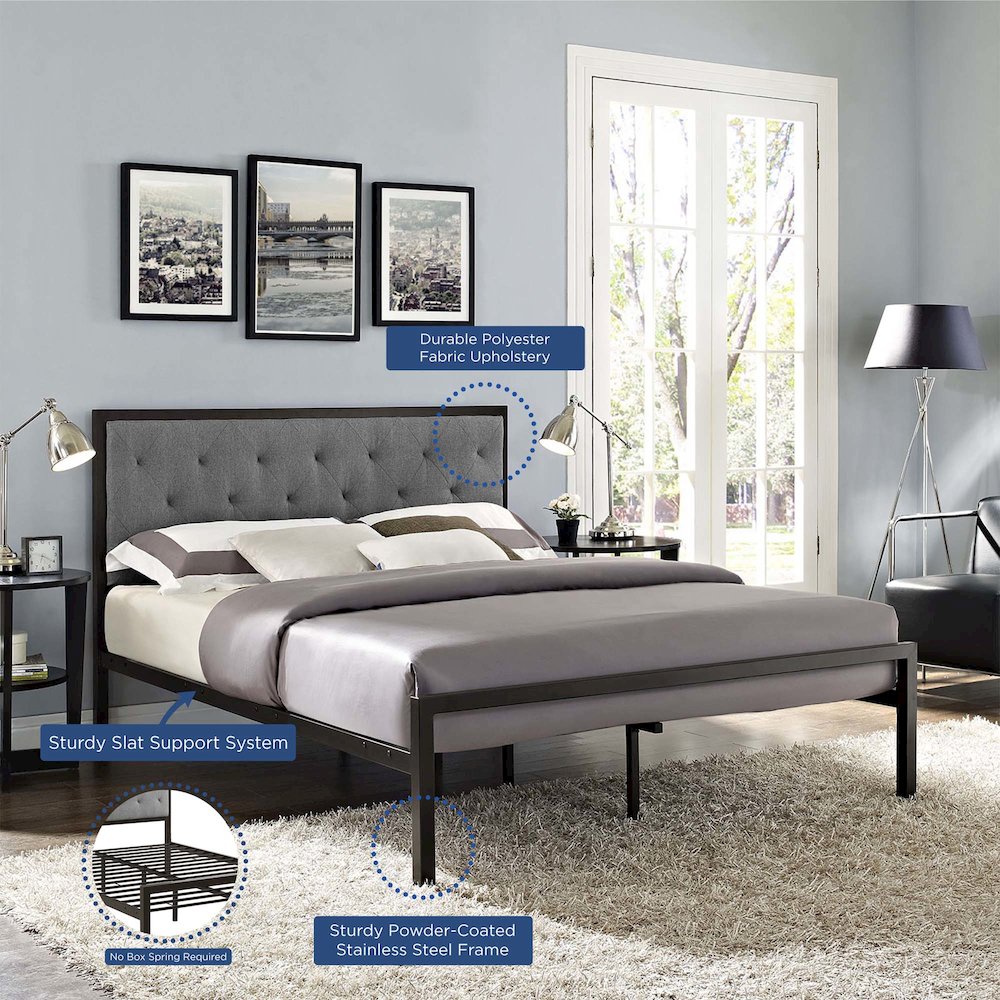 Mia Fabric Queen Bed