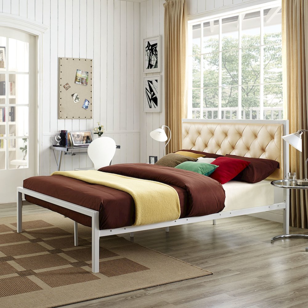 Mia Vinyl Queen Bed
