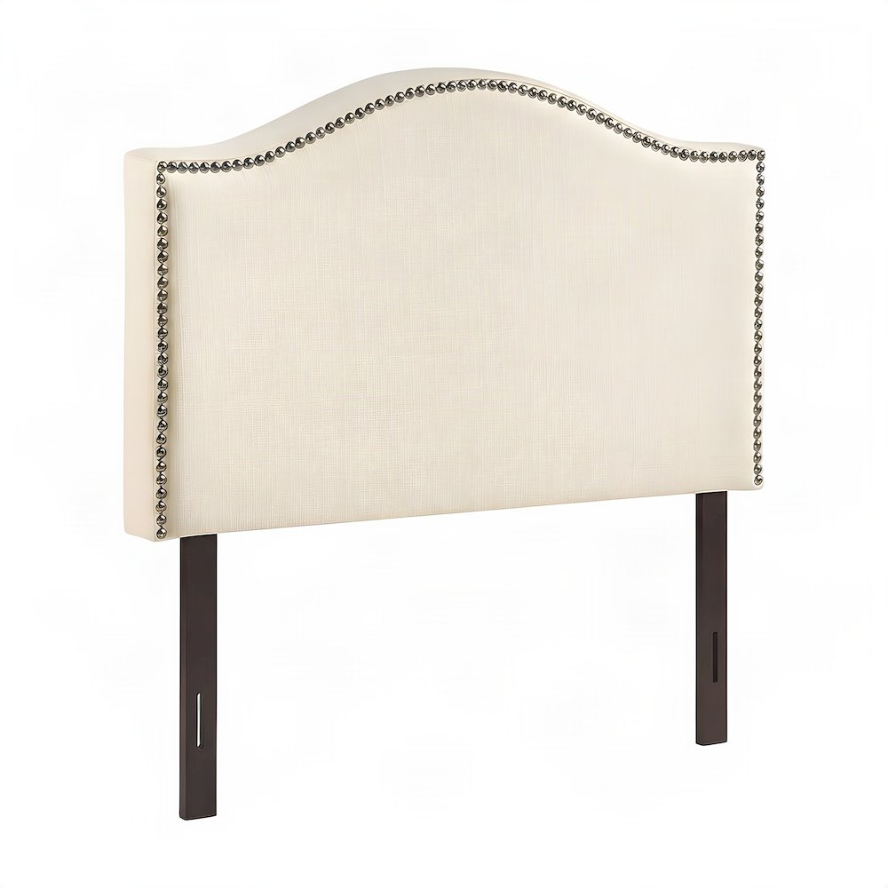 Padded Nailhead Upholstered Twin and Twin XL College Dorm Headboard Only, Ivory