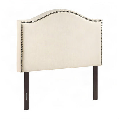 Padded Nailhead Upholstered Twin and Twin XL College Dorm Headboard Only, Ivory