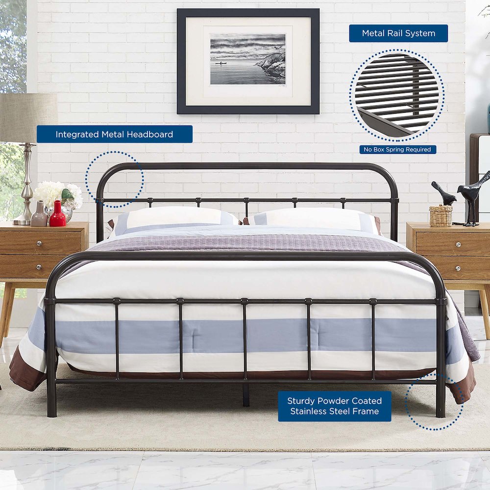 Maisie Stainless Steel Queen Bed Frame