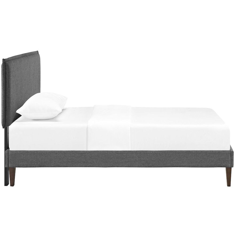 Camille Fabric Twin Platform Bed with Squared Tapered Legs