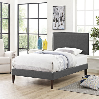 Camille Fabric Twin Platform Bed with Squared Tapered Legs