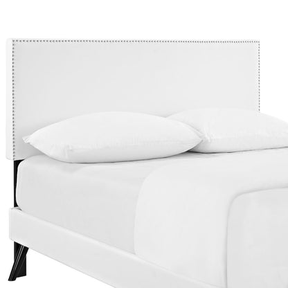 Phoebe Vinyl Full Platform Bed with Round Splayed Legs