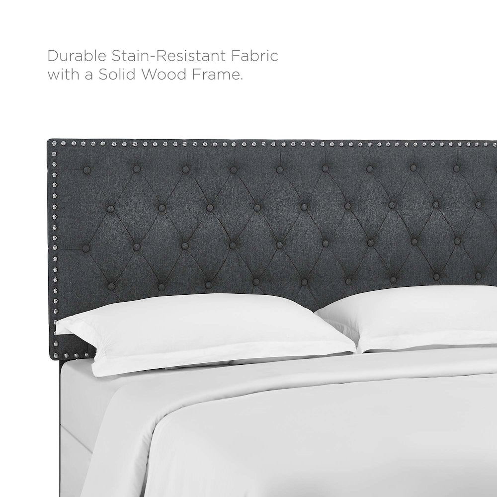 Helena Tufted Upholstered Linen Fabric Full / Queen Headboard