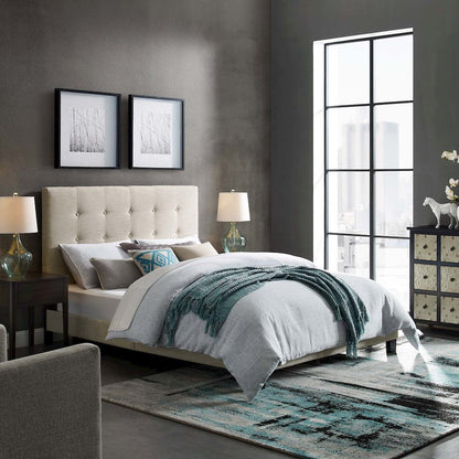 Melanie Tufted Button Upholstered Fabric Full Platform Bed