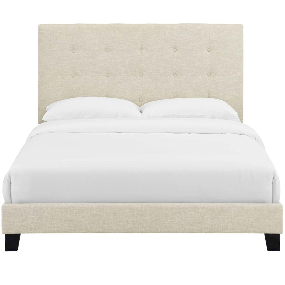 Melanie Tufted Button Upholstered Fabric Queen Platform Bed