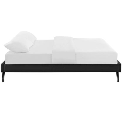 Loryn Vinyl Queen Bed Frame with Round Splayed Legs