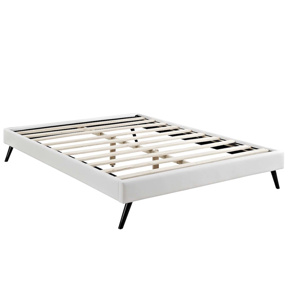 Loryn Vinyl Queen Bed Frame with Round Splayed Legs