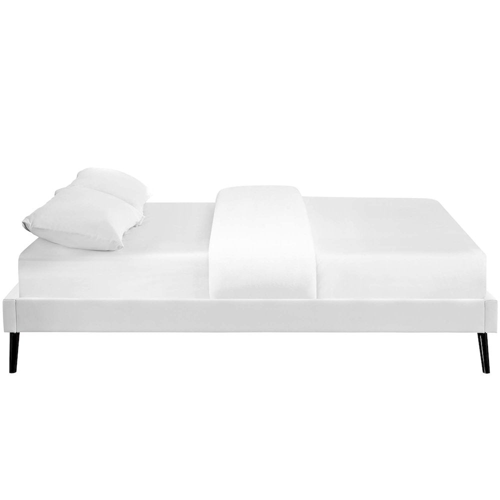 Loryn Vinyl Queen Bed Frame with Round Splayed Legs