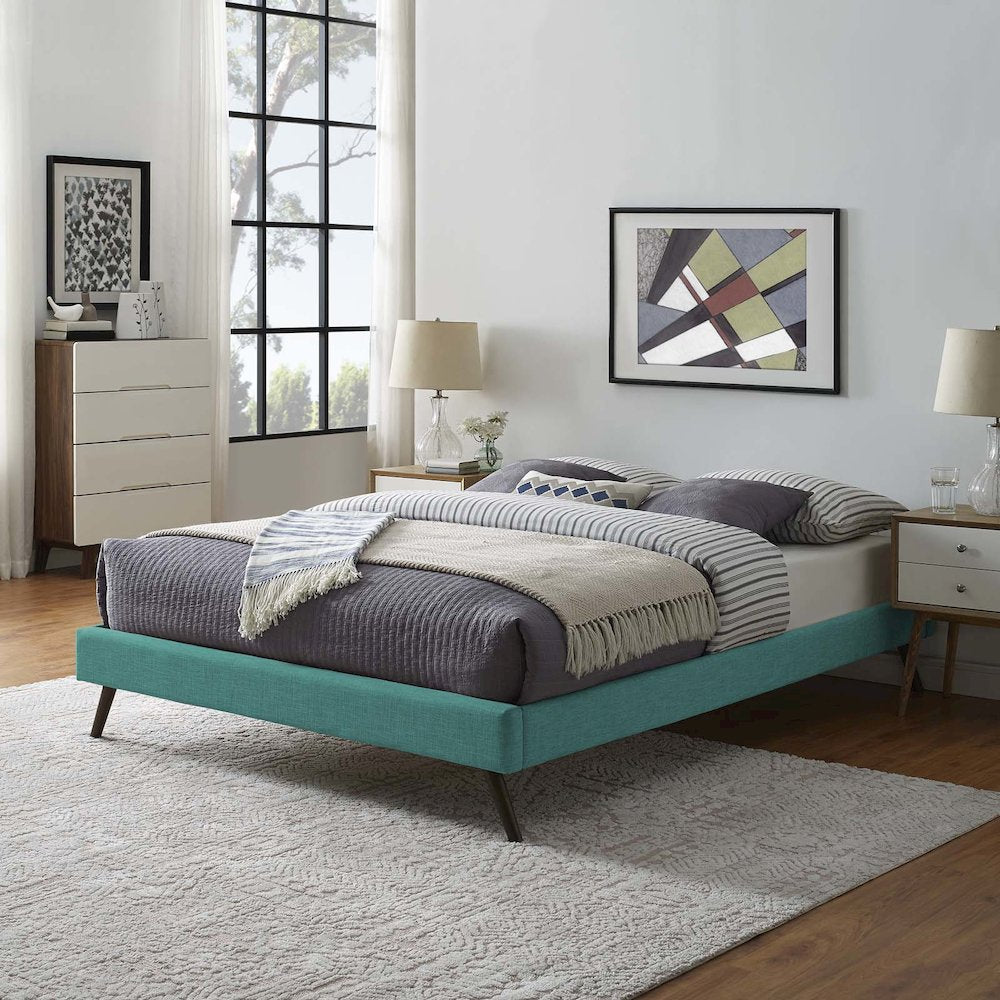 Loryn Fabric Queen Bed Frame with Round Splayed Legs