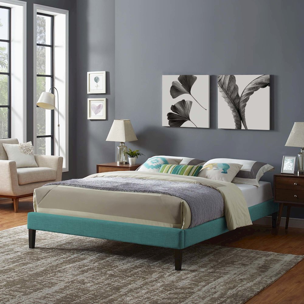 Tessie Fabric Full Bed Frame with Squared Tapered Legs