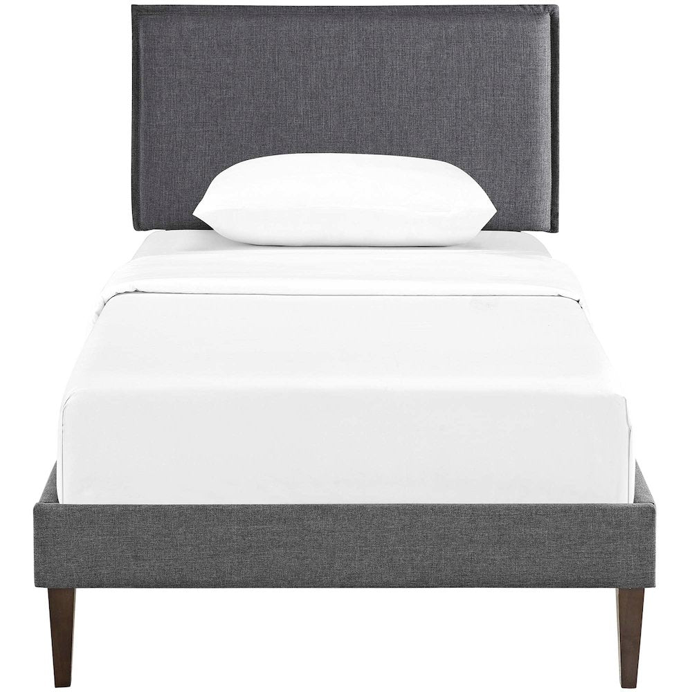 Amaris Fabric Twin Platform Bed with Squared Tapered Legs