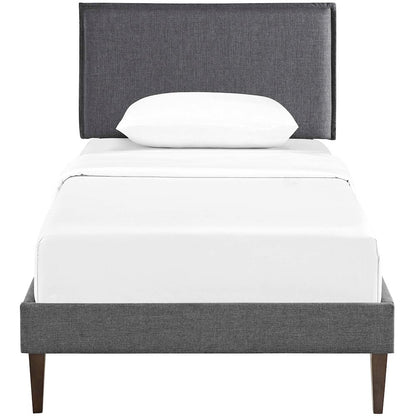 Amaris Fabric Twin Platform Bed with Squared Tapered Legs