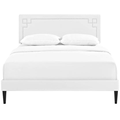 Ruthie Vinyl Queen Platform Bed with Squared Tapered Legs