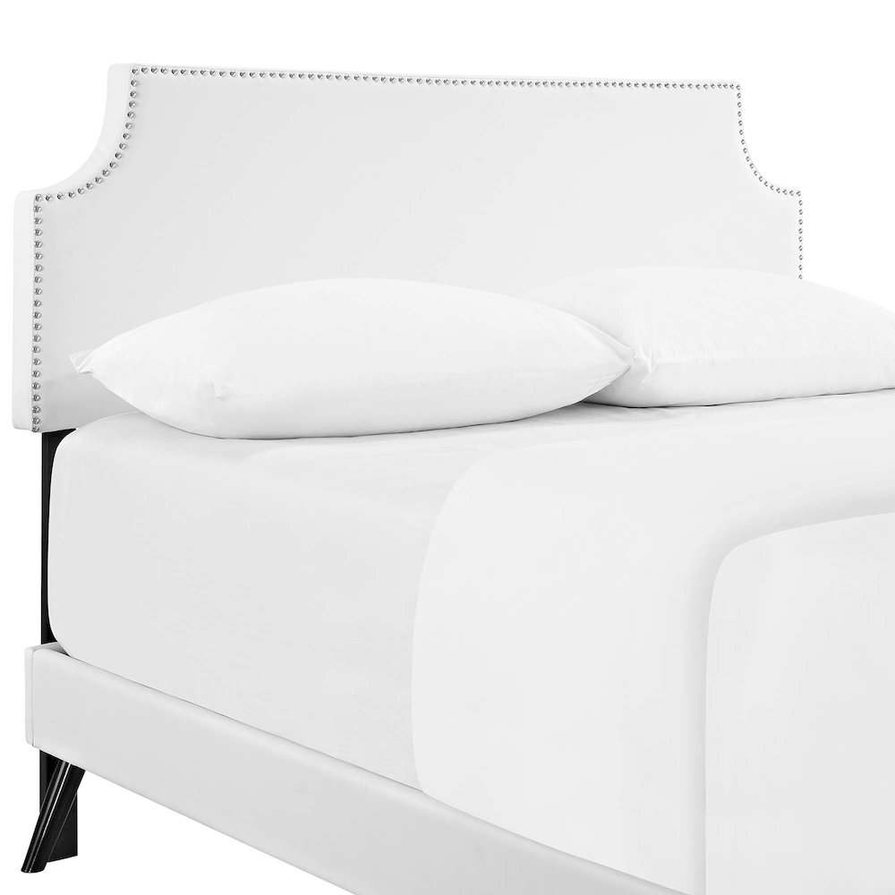 Corene Vinyl Full Platform Bed with Round Splayed Legs