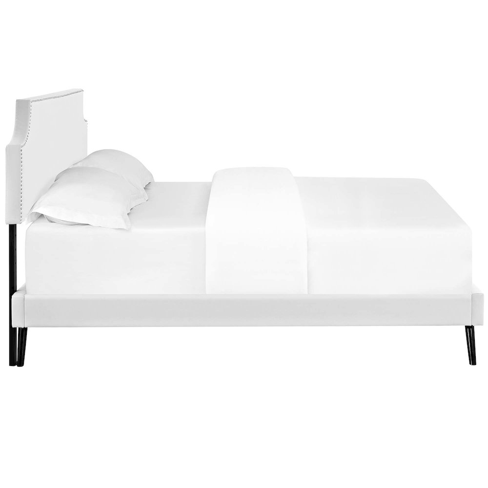 Corene Vinyl Full Platform Bed with Round Splayed Legs