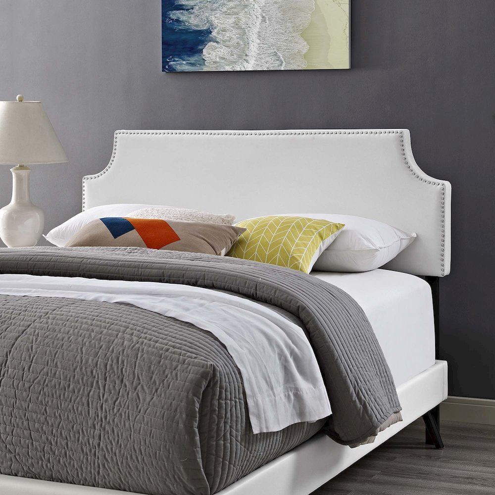 Corene Vinyl Full Platform Bed with Round Splayed Legs