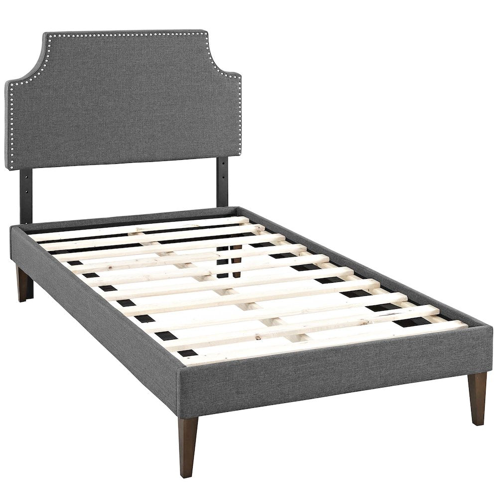 Corene Fabric Twin Platform Bed with Squared Tapered Legs