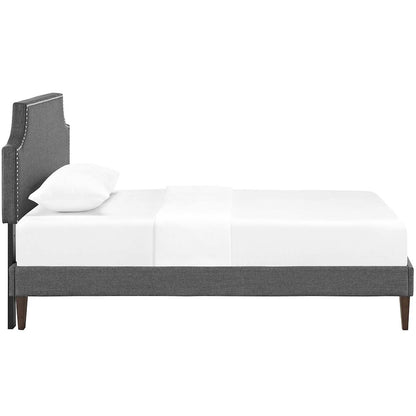 Corene Fabric Twin Platform Bed with Squared Tapered Legs