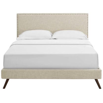 Macie Fabric Queen Platform Bed with Round Splayed Legs