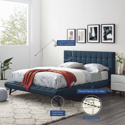 Julia Biscuit Tufted Upholstered Fabric Queen Platform Bed