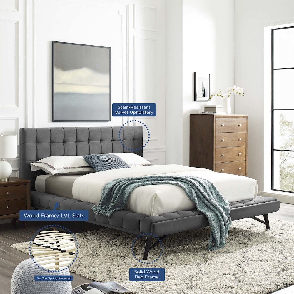 Julia Biscuit Tufted Performance Velvet Queen Platform Bed