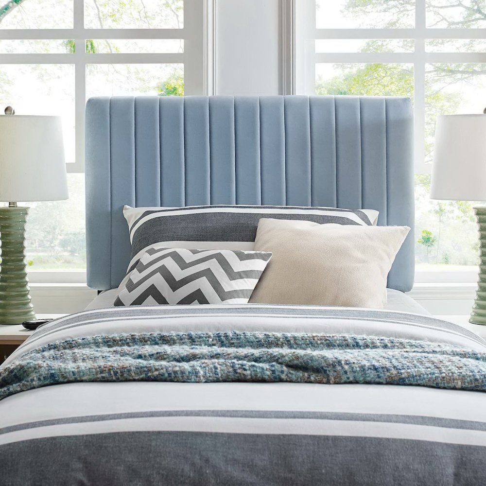 Keira Performance Velvet Twin Headboard - Light Blue