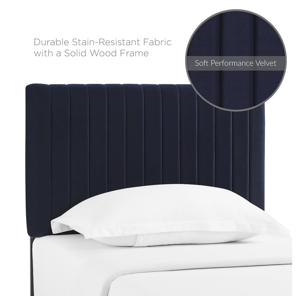 Keira Performance Velvet Twin Headboard - Midnight Blue