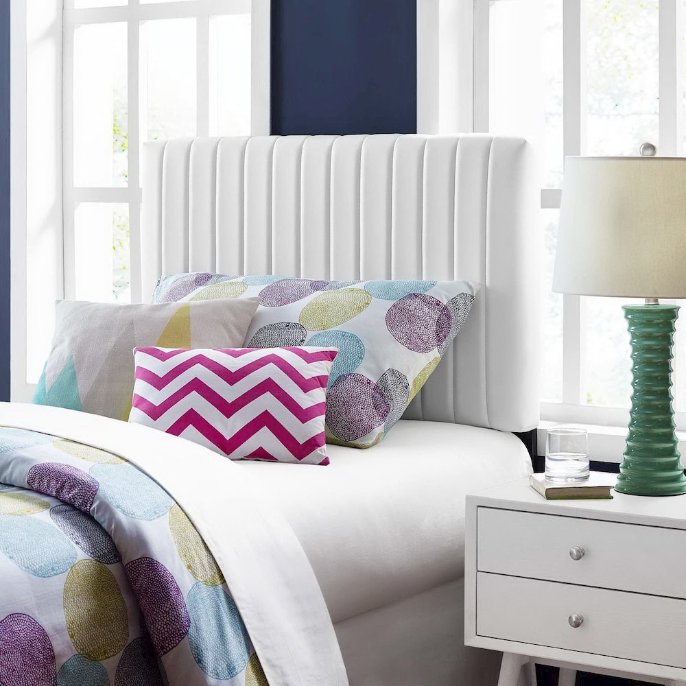 Keira Faux Leather Twin Headboard - White