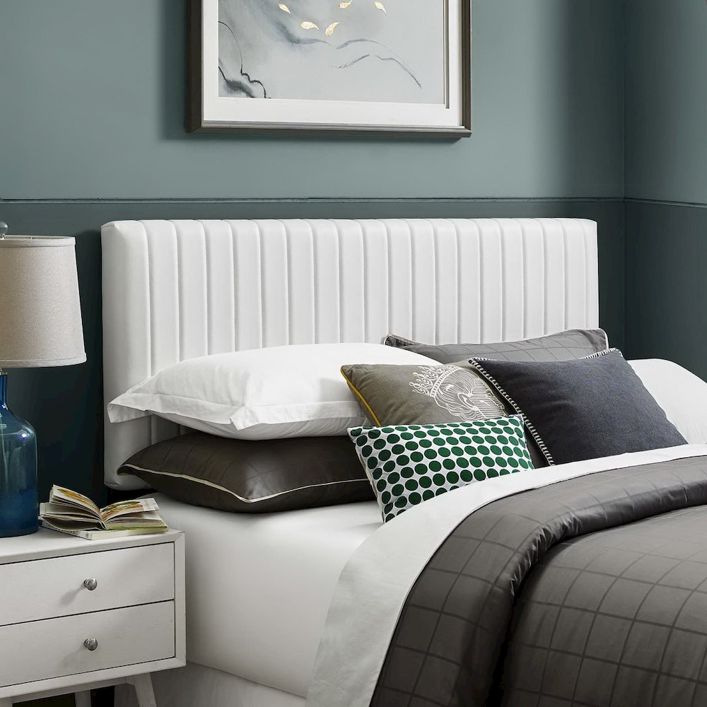 Keira Faux Leather King/California King Headboard - White